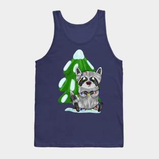 Funny Christmas raccoon Tank Top